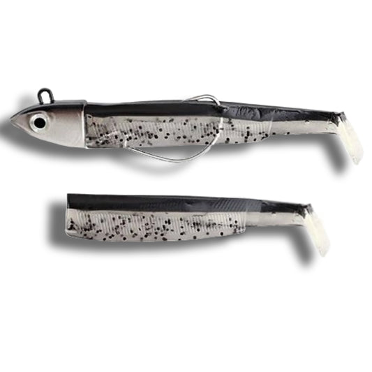 Black minnow jig head fishing lure soft pike lure 90mm 25g bass fishing shad soft bait boat code seabass bait for Zand